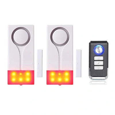 Image of Mengshen Door Window Alarm Wireless Anti Theft Burglar with 105db Loud Sound and Bright Light, Easy to Install (Includes 2 1 Remote Control)