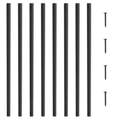 Image of VEVOR Staircase Metal Balusters, 38&#039;&#039; x 1&#039;&#039; Flat Aluminum Alloy Decorative Banister Spindles, 72 Pack Deck Baluster with Screws, Classic Hollow Railing Satin Black Powder Coated for Porch