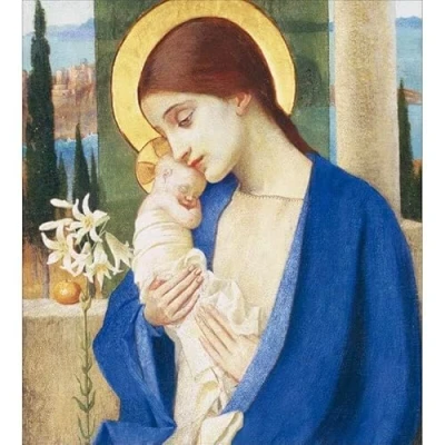 Image of Woodmansterne Christmas Cards Mary and Child Pack 5 Charity UK Made Xmas