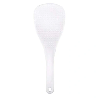 Image of Kitchen Dotted White Plastic Flat Rice Scoop Paddle Meal Spoon