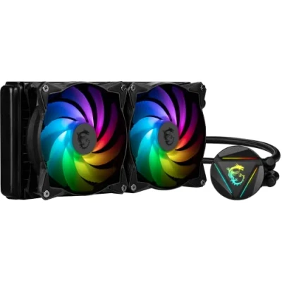 Image of MSI MAG Series CORELIQUID 280R, aRGB CPU Liquid Cooler (AIO): Rotatable Blockhead Design, 280mm Radiator, Dual 140mm PWM Fans