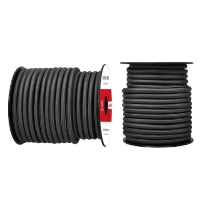 Image of Abma Cord Bungee 8mm 20M Elastic Shock 100% Stretch Rope for Tarpaulin, Trailer, Backpack, Tent Pole, Kayak Black
