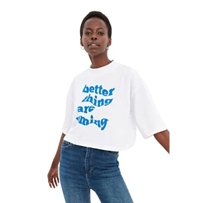 Image of Trendyol Women Regular Basic Crew Neck Knit T Shirt White