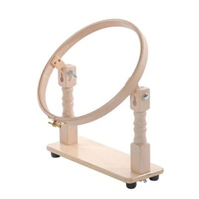 Image of Elbesee 20cm Wood Hoop with Table Stand 8&quot;, Brown, 25 x 29 28 cm