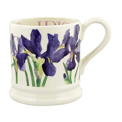 Image of Emma Bridgewater Large Mug 1/2 Pint, Ceramic Coffee Stoneware Mug, Cappuccino, Latte, Coffee, Tea Cup Beautiful Mugs, Birthday Gift Blue Iris