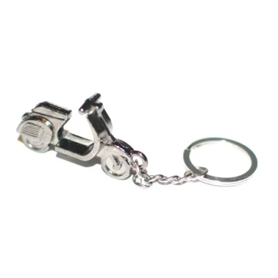 Image of Komonee Scooter Moped Bike Key Chain Metal Silver Motorbike Keychain Mens Womens Keyring