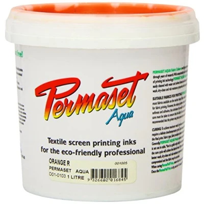 Image of Permaset Aqua Standard 1 Litre Orange Screen Printing Ink for Fabric Ideal Kit Home Office, Starter Kit, Paint, Printer and Other