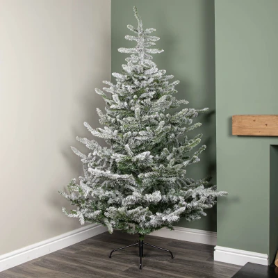 Image of Samuel ALEXANDER 7ft (2.1m) Snowy Green &amp; White Everlands Liberty Spruce Christmas Tree with Metal Stand