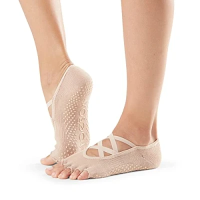 Image of Toesox HT Elle Yoga Grip Socks, Nude, Medium