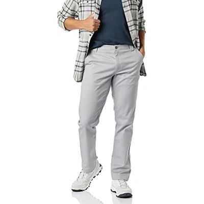 Image of Amazon Essentials Men&#039;s Stain &amp; Wrinkle Resistant Slim Fit Stretch Work Trouser, Light Grey, 30W / 32L