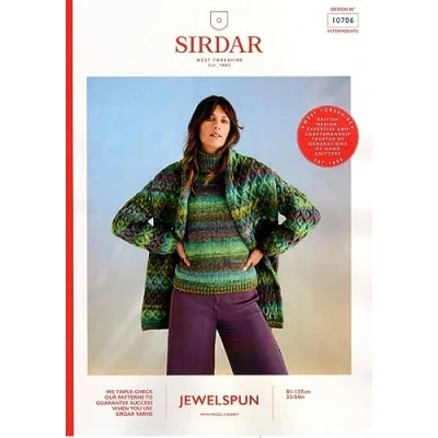 Image of Sirdar Jewelspun Chunky Knitting Pattern 10706 Ladies Sweater &amp; Scarf