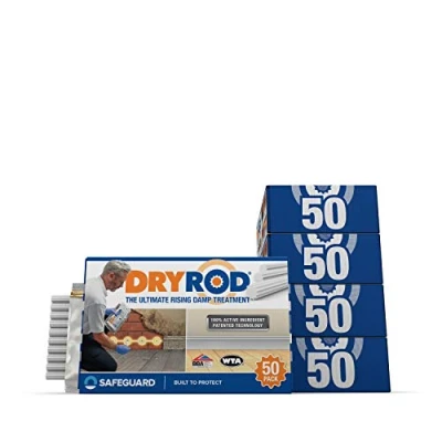 Image of Dryrod Damp Proofing Rods (50 Pack x 5) BBA Approved Rising Treatment, Stronger Than DPC Injection Creams. Coverage 30m