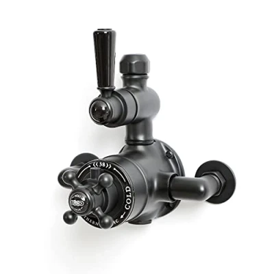 Image of Milano Elizabeth Traditional Exposed Twin Thermostatic Mixer Shower Valve Black