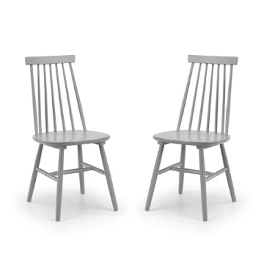 Image of Julian Bowen Set Of 2 Alassio Spindle Back Dining Chairs Grey