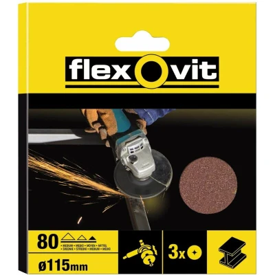 Image of Flexovit Aluminium Oxide Fibre Disc 115mm Fine 80G (Pack 10)