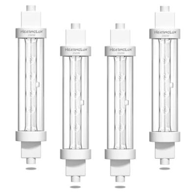 Image of HeatingLux 250w Gantry Lights Jacketed Food Lamp, Catering Heat Lamp Bulb 118mm R7s,R7S Bulb, Buffet Warmer Lights, Safe for Catered Event,Canteen,Buffets