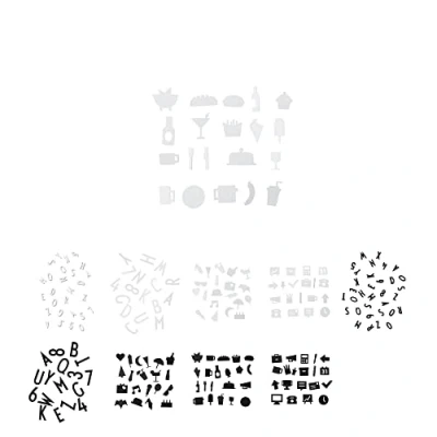 Image of Design Letters food icons for Message boards Unique 21 pcs. Photobooth props with graphic symbols organizing the weekly meals and creating menu White