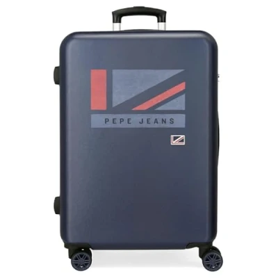 Image of Pepe Jeans Aidan Medium Suitcase Blue 46 x 65 23 cm Hard ABS Side Combination Lock 56 3.2 kg 4 Double Wheels