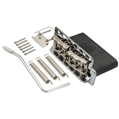 Image of Wilkinson WV6 SB 54mm 5+1 Hole Tremolo Bridge Vintage Steel Saddles with Full Block for Fender USA and Japan Strat Style Electric Guitar, Chrome