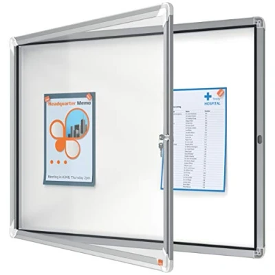 Image of Nobo Outdoor Magnetic Lockable Notice Board 8 x A4, Premium Plus, White, 1902579