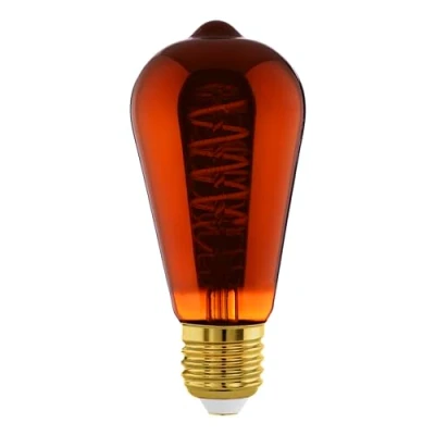 Image of EGLO Dimmable E27 LED, vintage spiral filament light bulb, piston shaped Edison lamp for retro lighting, 4 watt, 30 lumen, warm white glow, copper, 2000k, ST64, Ø 2.5&quot;