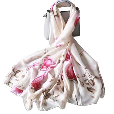 Image of LumiSyne Women&#039;s Silk Scarf Fashion Printed Elegant Style Lengthened Shawl Wrap Soft Skin Friendly Warm Sunscreen All Season