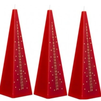 Image of SKYTE® 6 x 21cm Advent Pyramid Candle Christmas Countdown Dinner Candles (Red)