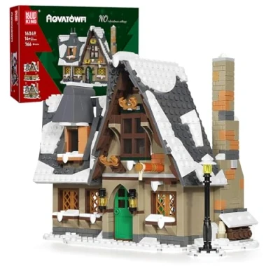 Image of Mould King 16049 Christmas house building blocks model, 766 pieces architecture kit as collectibles/exhibits, Village Decoration for Home