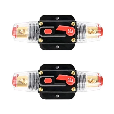 Image of QWORK® 2 Pack 30 Amp 12 24V DC Resettable Fuse Circuit Breaker for Car Audio Marine Boat
