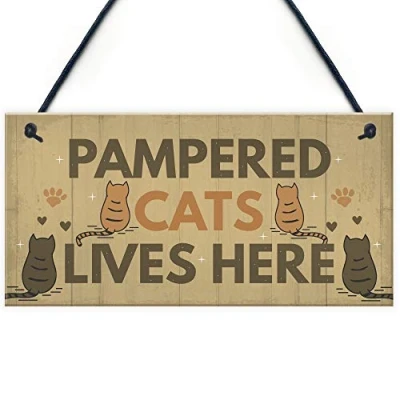 Image of RED OCEAN Funny Cat Sign For Home Gate Pet Gift Lover Keepsake