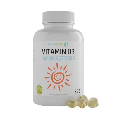 Image of Vitamin D3 4000IU 365 Softgel Capsules Easy to Swallow Immune Support Healthy Bones &amp; Teeth Supports Muscle Function Maximum Strength Cholecalciferol Supplement Optimal Absorption