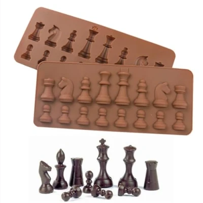 Image of 2pcs Silicone Chocolate Mold International Chess Shapes Cake Jelly Ice Fondant Mould Baking for DIY Candy Topper Decoration