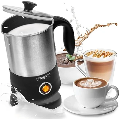 Image of Duronic Milk Frother Electric MF300, Coffee Frothers Steamer, Automatic Hot and Cold Foam Maker Chocolate Machine with Heater Warmer for Cappuccino, Lattes, Coffees Matcha