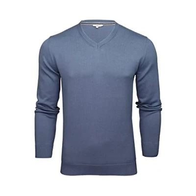 Image of Xact Mens Jumper Fine Knit V Neck or Crew (Royal Blue) S