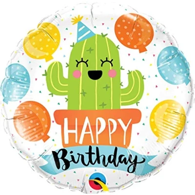 Image of Qualatex 78664 Birthday Party Cactus 18 Inch Foil Balloon