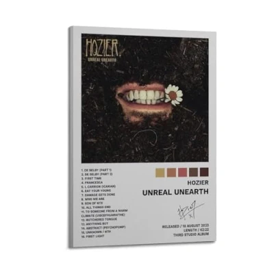 Image of Szzmyo Hozier Poster Unreal Unearth Album Decorative Painting Modern Aesthetic Canvas Bedroom Art Living Room Decoration 08x12inch(20x30cm) Frame Style