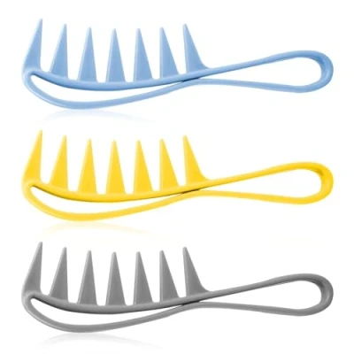 Image of Luckious 3 Pcs Wide Tooth Shark Combs Salon Large Teeth Curly Hair Barber Comb, Afro Comb Curl Hairstyle Hairdressing for Styling Tool