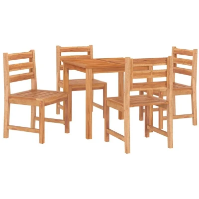 Image of vidaXL 5 Piece Garden Dining Set Solid Teak Wood