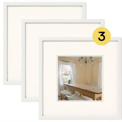 Image of walther design BP313V3 Peppers Picture Frame, Polar White, 13 x cm, Pack of 3, Wooden Frame