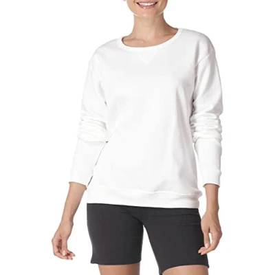 Image of Hanes Women&#039;s Fleece V Notch Sweatshirt Shirt, White, XL
