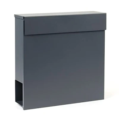 Image of Letter Box with Newspaper Holder V49 Anthracite Wall Mounted Post Compartment 2 Keys