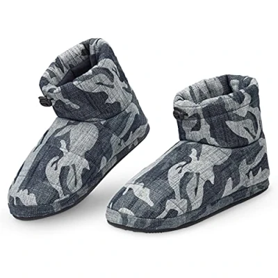 Image of DUNLOP Slippers For Men, Fluffy Mens Slipper, Size 7 12, Warm And Cosy Winter House Boots, Funny Presents Him, 4 Different Style To Choose From (Blue Camo, numeric_9)