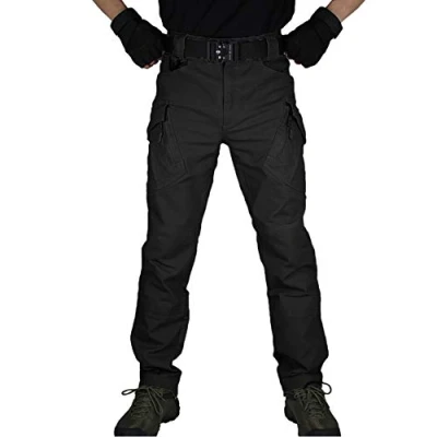 Image of zuoxiangru Men&#039;s Tactical Combat Military Trousers, Outdoor Work Cargo Casual Pants Cotton Workwear Trousers (Black, Tag 3XL)