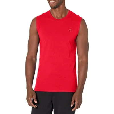 Image of Champion Men&#039;s Classic Jersey Muscle T Shirt, Scarlet, S