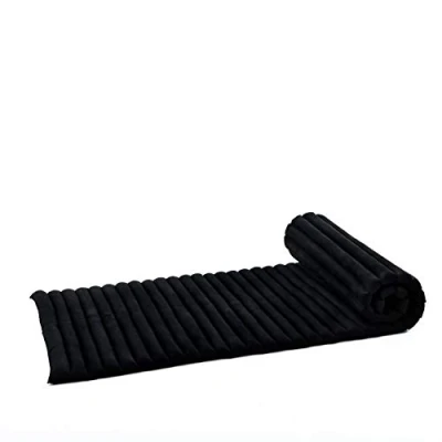 Image of Leewadee Foldable Floor Mattress Japanese Roll Up Futon Trifold Tatami Mat Guest Bed Camping Thai Massage Mat, Kapok Filled, 190 x 70 cm, Black