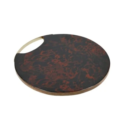 Image of Artesa Round Serving Board with Tortoise Shell Resin Finish