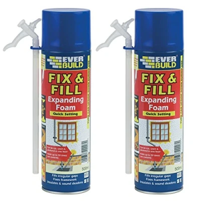 Image of Everbuild 2Pc 500Ml Fill &amp; Fix Quick Setting Polyurethane Expanding Foam White