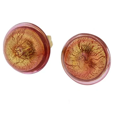 Image of GlassOfVenice Murano Glass Button Stud Earrings Purple Gold