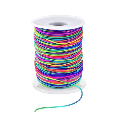 Image of Elastic String for Bracelets, Cord Thread, Jewelry Stretchy Bracelet, Beading (1 MM 55 Yards Rainbow)
