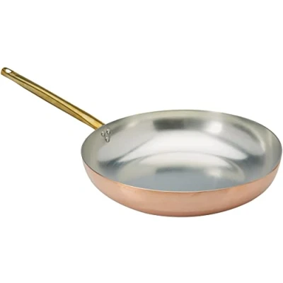 Image of Pentole Agnelli ALCU111B36 Smooth Copper Tin Plated Hand Jumping Pan with Tubular Handle, 36 cm